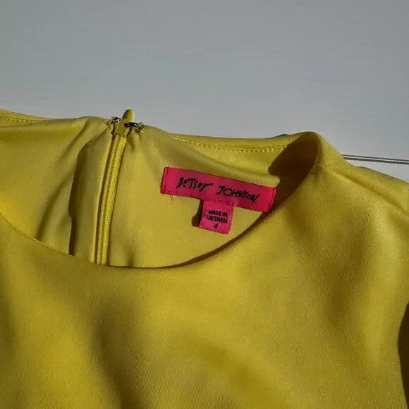 Betsey Johnson A-Line Mini Dress Yellow Women’s 4 Daisy 60s Retro Dopamine - Picture 5 of 16